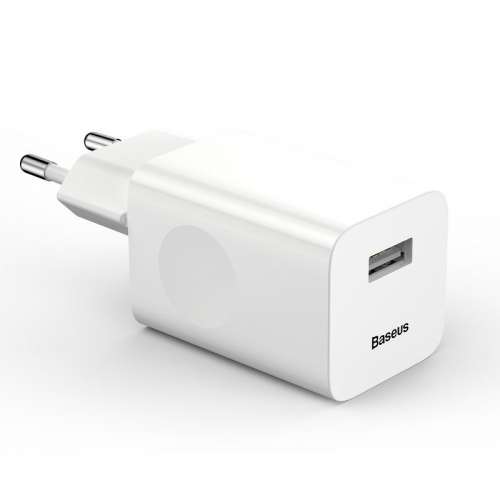 Ładowarka sieciowa Baseus Charging Quick Charger, USB, QC 3.0, 24W (biała) bez kabla