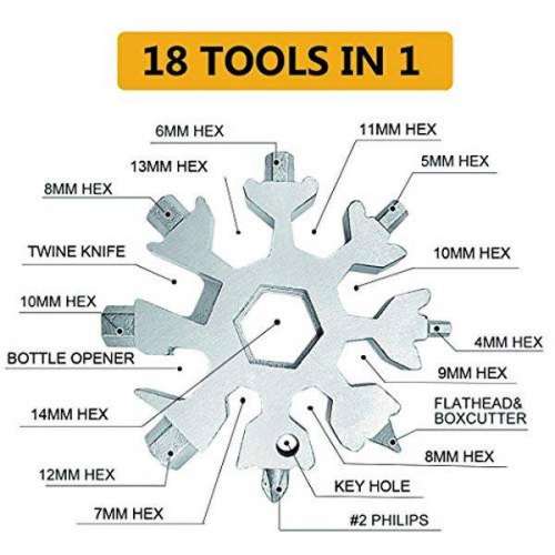 Klucz SNOWFLAKE - 18w1 - Narzędzie wielofunkcyjne brelok - Multi Tool