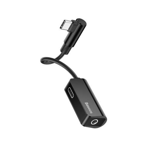 Adapter Audio Baseus L45 USB-C do Mini Jack 3.5mm i USB-C (czarny)