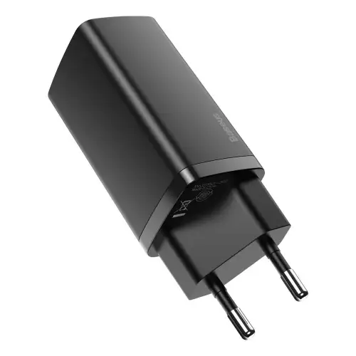 Ładowarka sieciowa Baseus GaN2 Lite, USB + USB-C, 65W, EU (czarna)