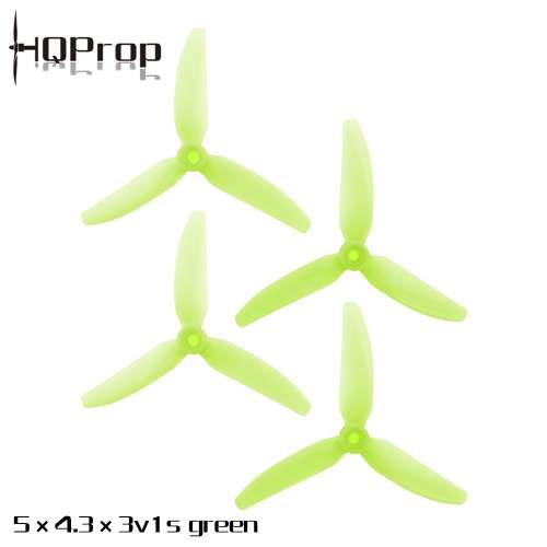 Śmigła HQProp 5X4.3X3V1S (2CW+2CCW)-Poly Carbonate Light Green
