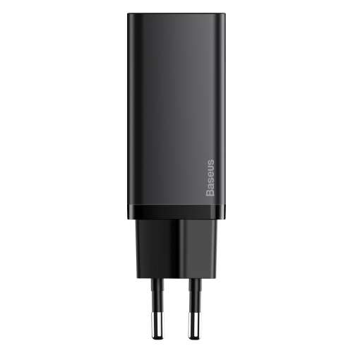 Ładowarka sieciowa Baseus GaN Lite, 2x USB-C, 65W, EU (czarna)